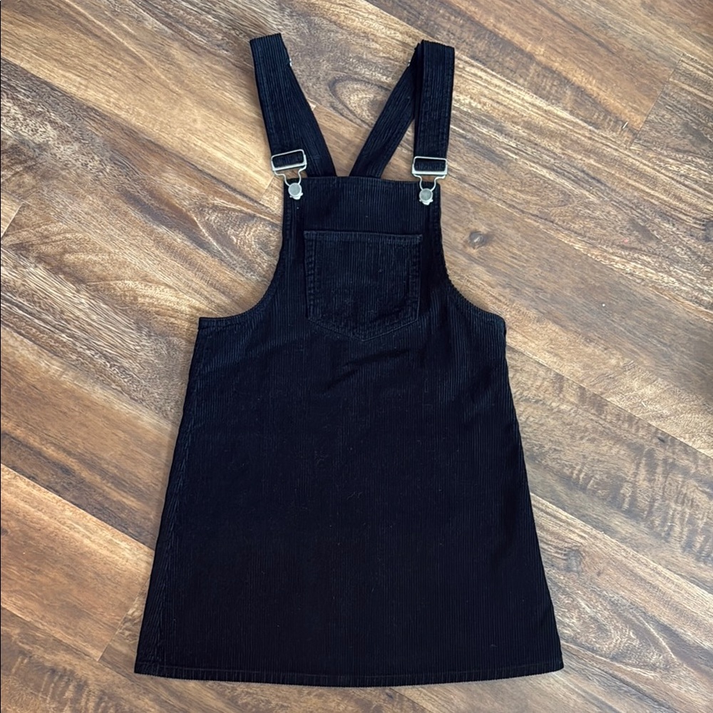Reformation Black Corduroy Overall Dress